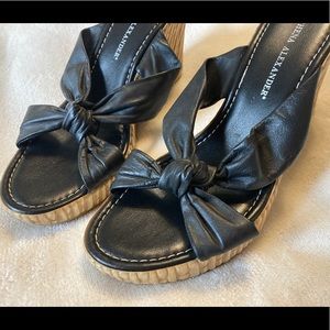 Black leather wedges!